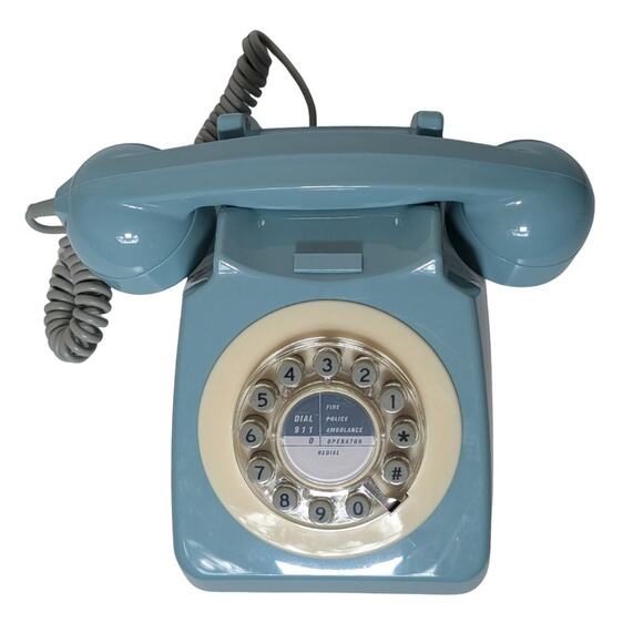 Wild & Wolf 746 Rotary Design Retro Corded Landline Telephone Blue - NEW - Picture 3 of 7